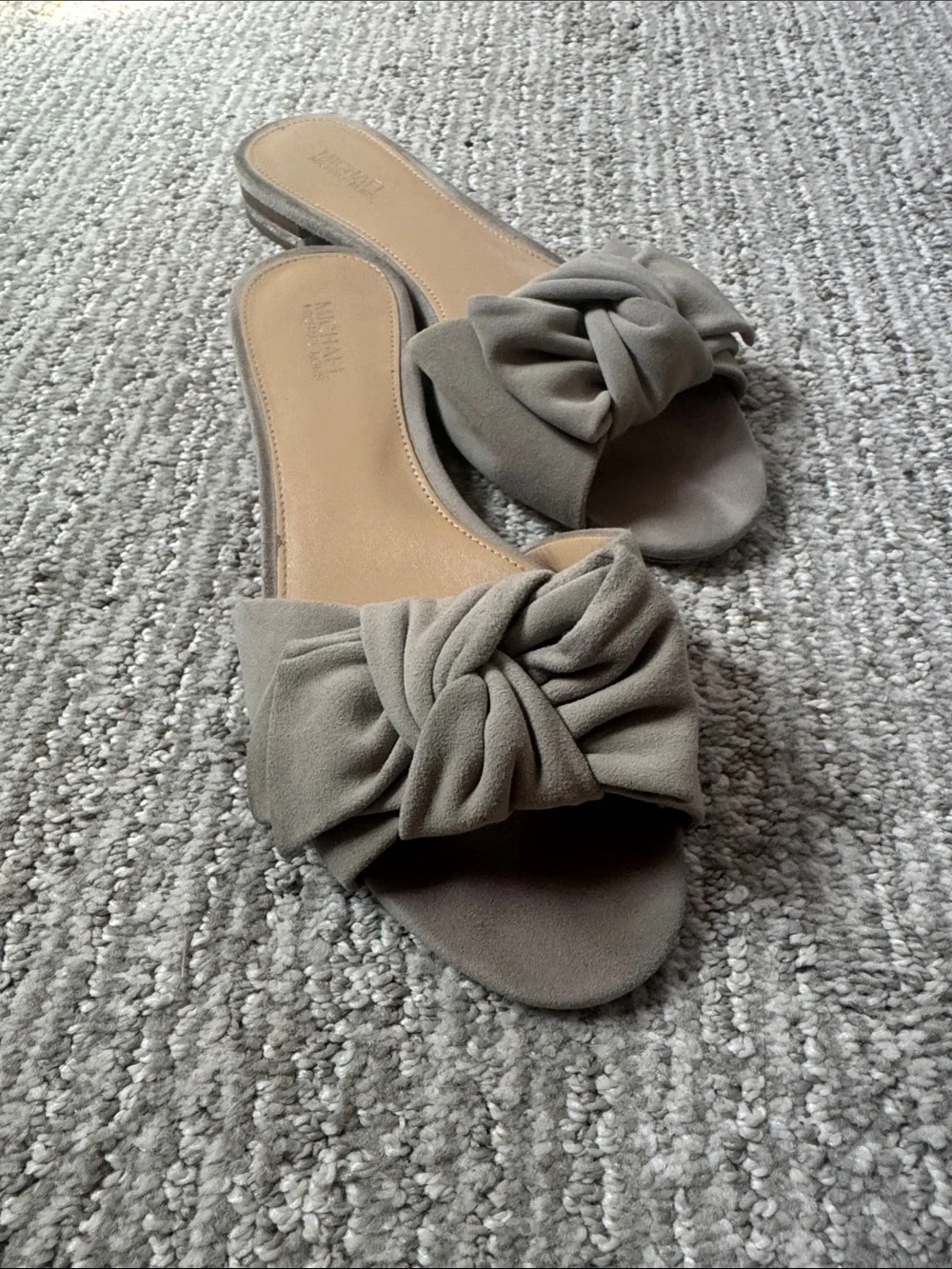 Michael Kors Taupe Knot Slide Sandals